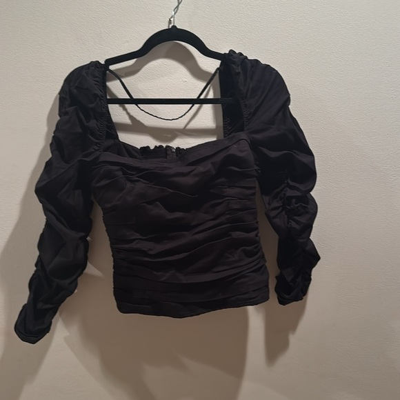 Reformation Jodi Black Ruched Top M/L - Picture 2 of 7